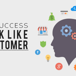 Consumer Behaviour and its importance in Marketing 5 A human head with gears inside, surrounded by various business and marketing icons. The text "For Success, Think Like a Customer" is displayed above the image.