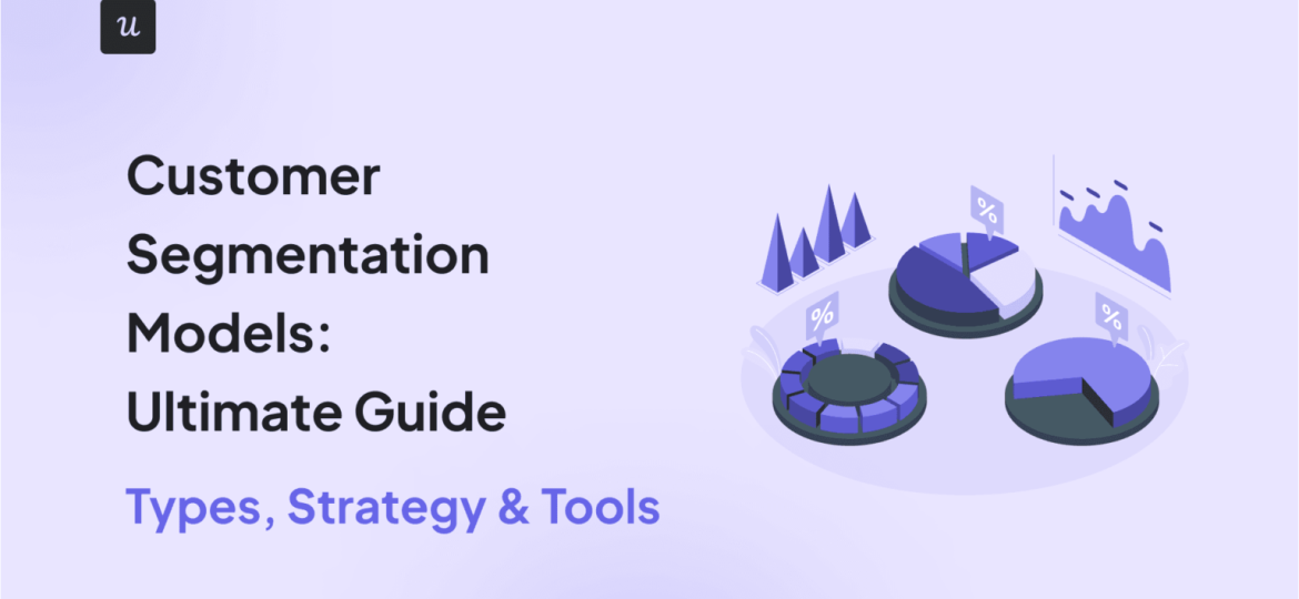 A graphic illustrating customer segmentation models, with pie charts and other data visualization elements.