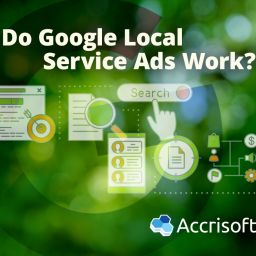 Do Google Local Service Ads Work? 3 A green background with various digital marketing icons, including a search bar, a document, and a target. The text "Do Google Local Service Ads Work?" is prominently displayed, along with the Acrisoft logo.