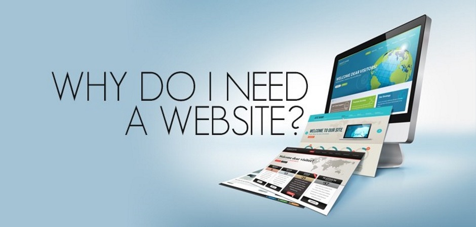 Image of a computer monitor displaying a colorful website with the text 'Why Do I Need a Website?' emphasizing the importance of having an online presence.