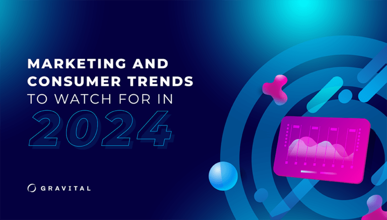 Short and Descriptive: "Marketing and Consumer Trends for 2024" More Detailed: "Illustration of a graph with the text 'Marketing and Consumer Trends to Watch For in 2024'"